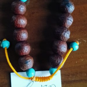 Turquoise polished Rudraksha beaded