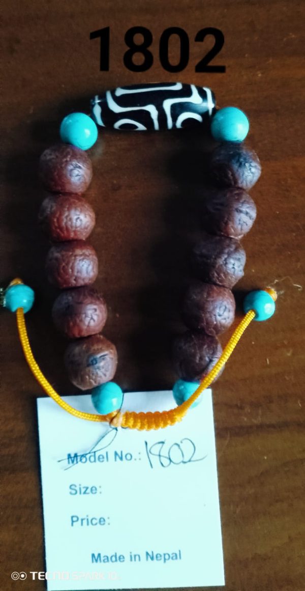 Turquoise polished Rudraksha beaded