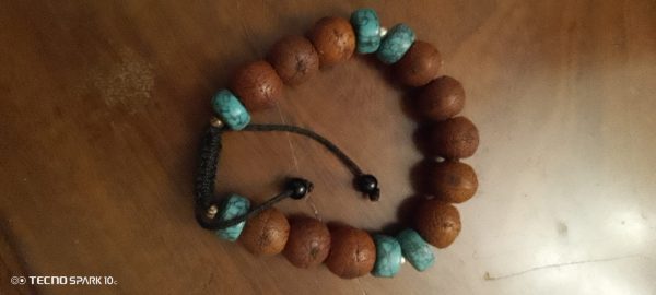 Sacred Polished Rudraksha Turquoise beaded