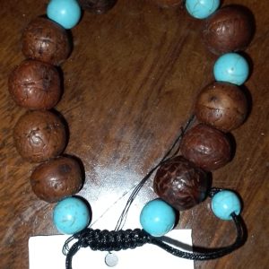 Sacred polished rudraksha Turquoise beaded