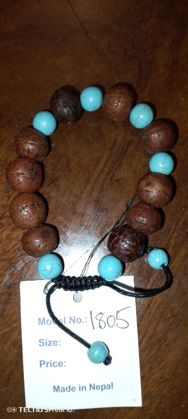 Sacred polished rudraksha Turquoise beaded