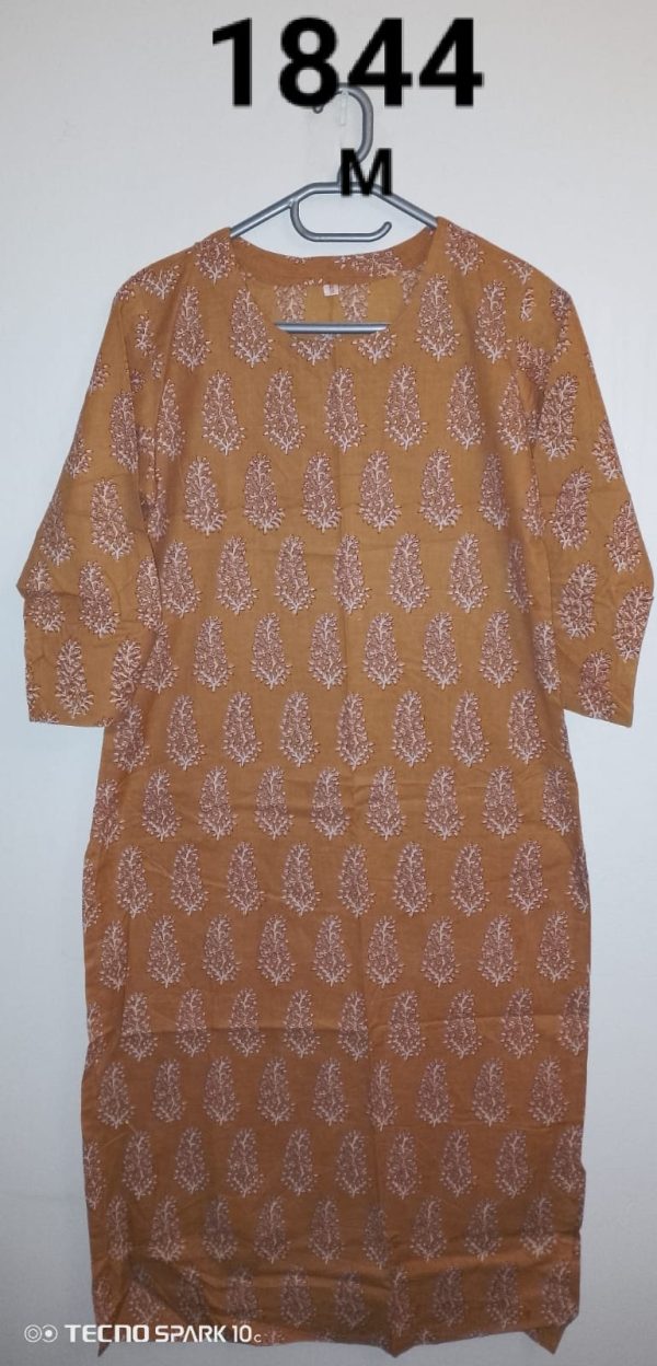 Khurta top print yellow/brown S