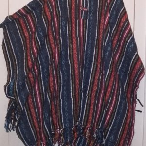 Poncho Rectangle Red Blue Diamond