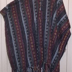 Poncho Rectangle Maroon Blue Diamond