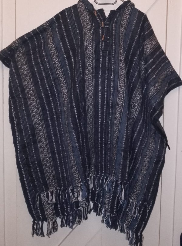 Poncho Rectangle Black Blue Oval