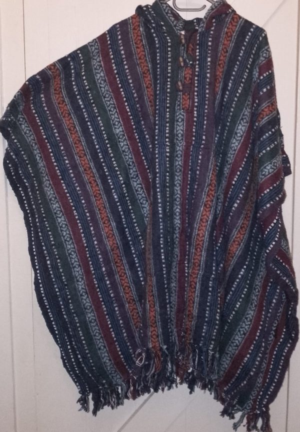 Poncho Rectangle Orange Blue Oval