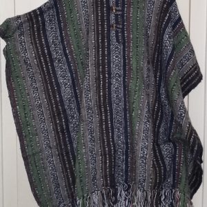 Poncho Rectangle Green Brown Oval