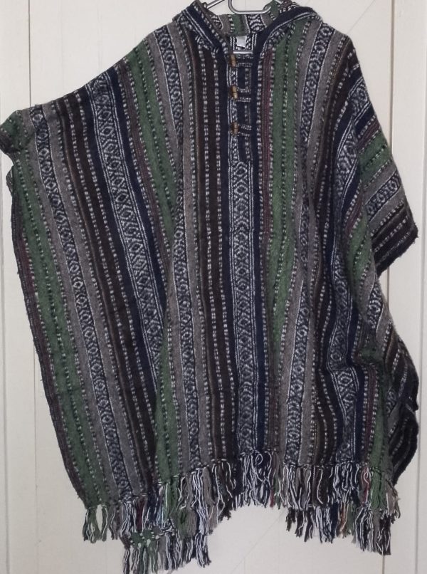 Poncho Rectangle Green Brown Oval