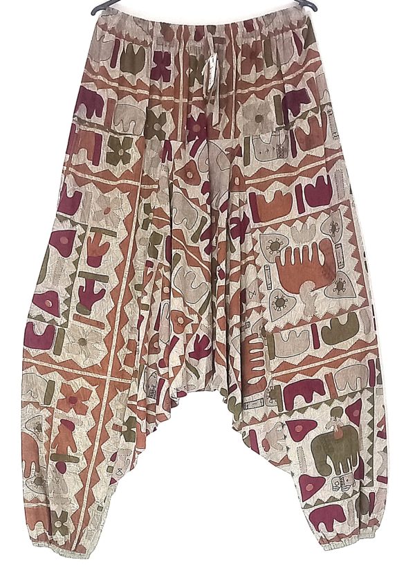 Printed Stonewash Harem Pants