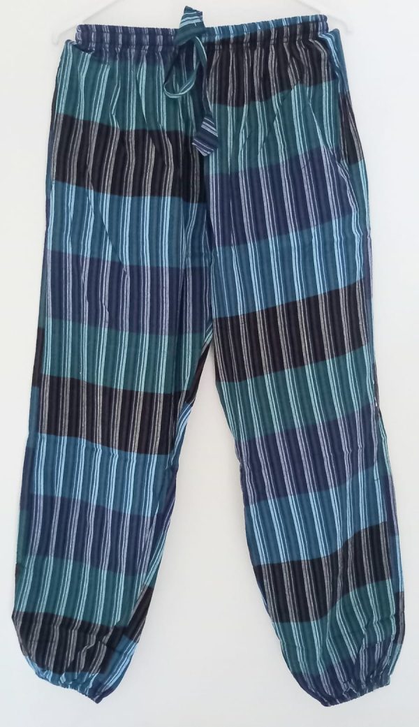 Cotton mixed stripe blue pants M